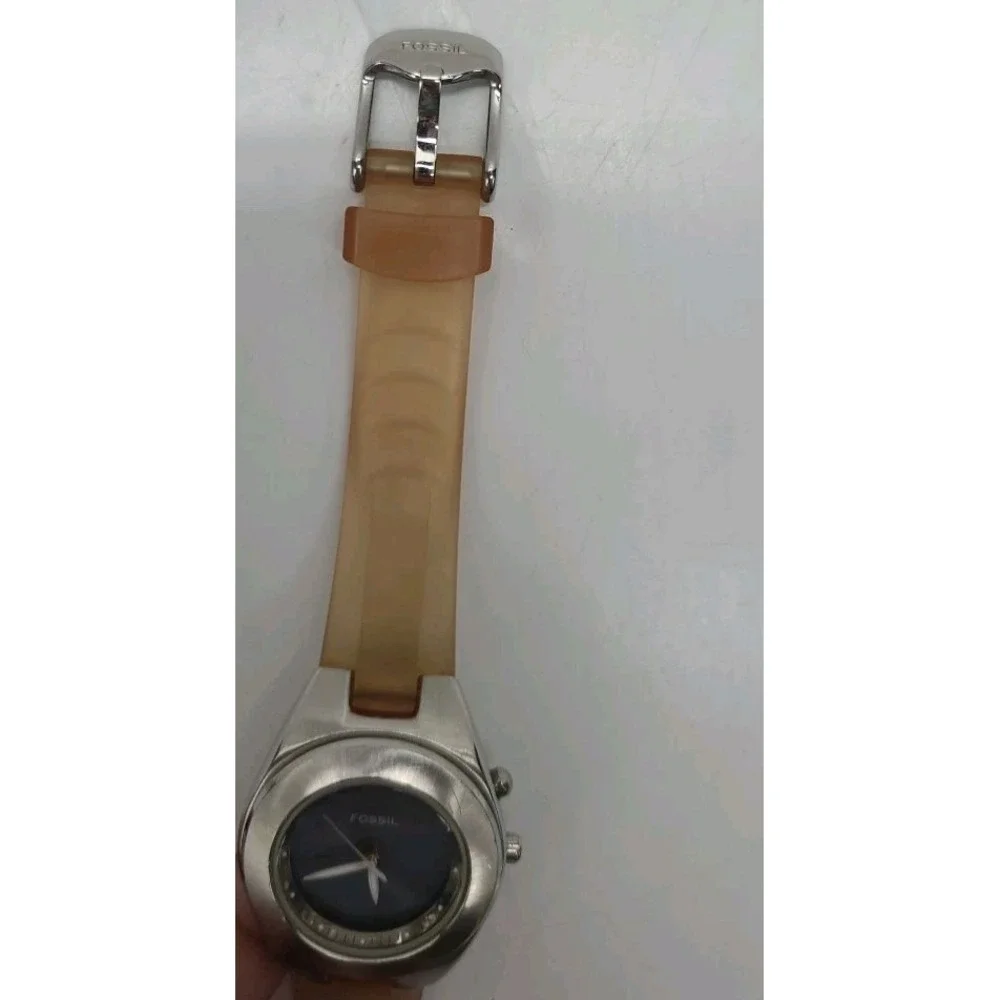 Vintage Fossil Blue AM 3609 Color Changing Dial Purple Green‎ New Battery Works